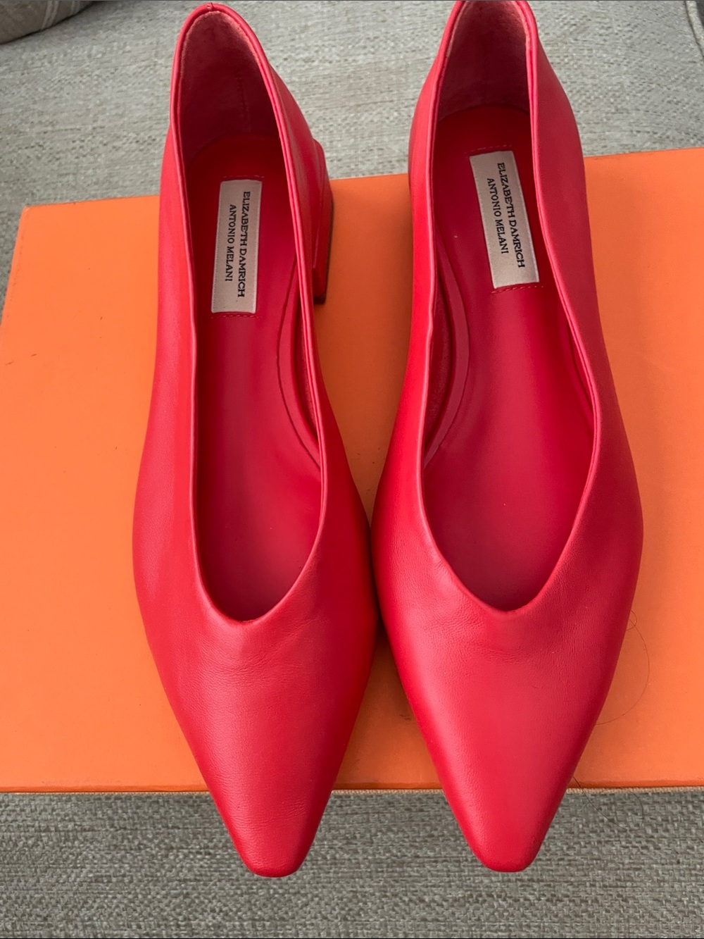 Antonio Melani Elizabeth DamrichRed Pointed me Toe Leather Pumps with Block Heel